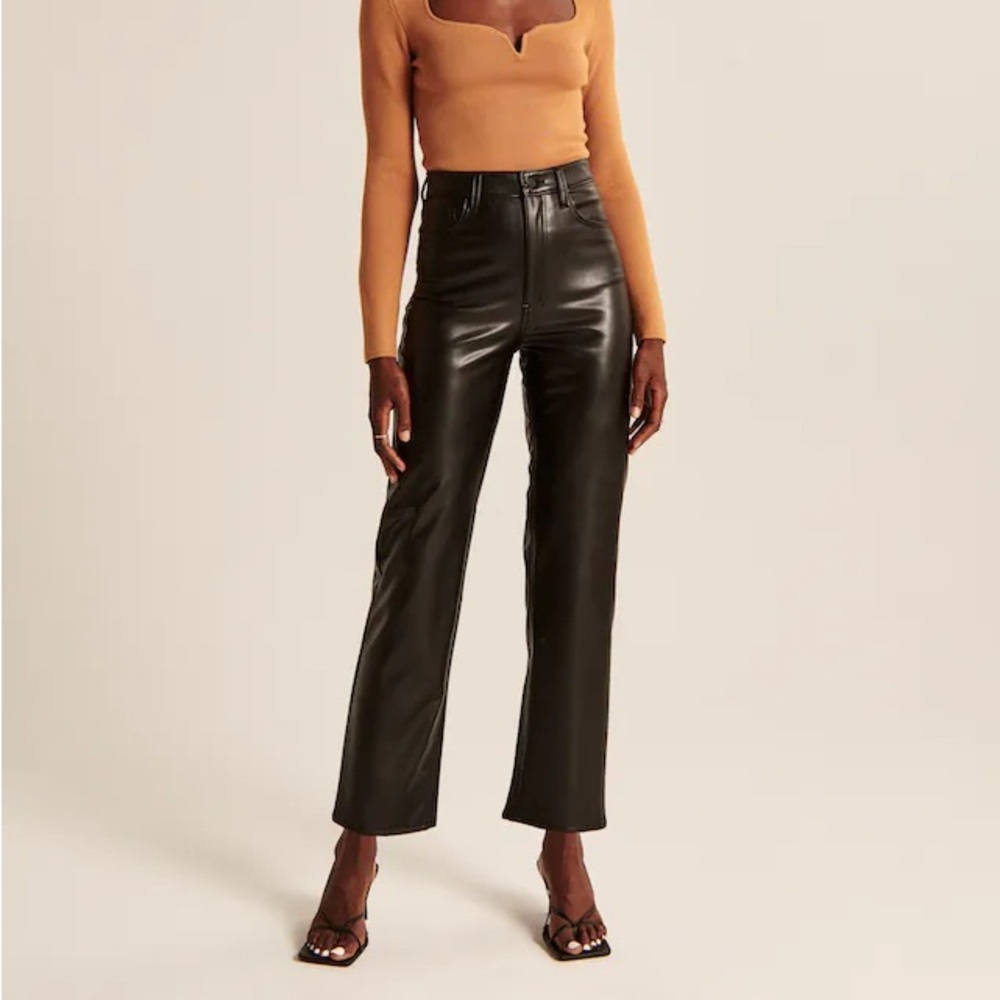 Abercrombie Black Leather Ankle Pants